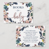 Boho Navy Blue Pink Shower Sprinkle Boeken voor Ba Informatiekaartje (Voorkant / Achterkant)