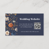 Boho Navy Blue Terracotta Wedding Enclosure Kaart Visitekaartje (Voorkant)