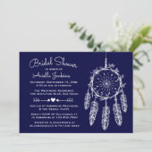 Boho Navy Blue Vrijgezellenfeest Dream Catcher Tri Kaart (Staand voorkant)