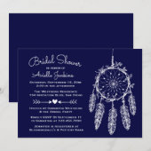 Boho Navy Blue Vrijgezellenfeest Dream Catcher Tri Kaart (Voorkant / Achterkant)