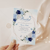 Boho Navy Blue Waterverf Floral Vrijgezellenfeest Kaart