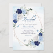 Boho Navy Blue Waterverf Floral Vrijgezellenfeest Kaart (Voorkant)