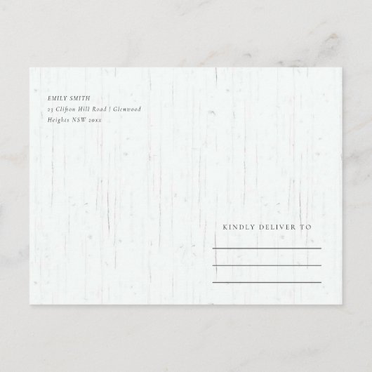 BOHO NAVY BLUSH ANTLER FLORA COUNTRY SPAREN DE DAT AANKONDIGINGSKAART (Achterkant)