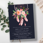 BOHO NAVY BLUSH DREAM CATCHER FLORAL VRIJGEZELLENF KAART