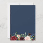 Boho Navy Blush Floral Botanical Senior Afstuderen Aankondiging (Achterkant)