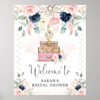 Boho Navy Blush Reis Bruiloftsshower Welkom