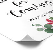 Boho navy burgundy blush roze bedankt voor je koms poster (Hoek)