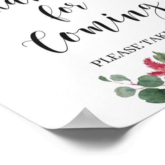 Boho navy burgundy blush roze bedankt voor je koms poster (Hoek)