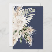 Boho Navy & Crème Pampas Bruiloft Kaart (Achterkant)