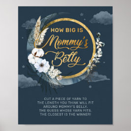 Boho navy en gouden folie Hoe groot mama's buik sp Poster