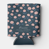 Boho Navy en Pink Floral Custom Vrijgezellenfeest Blikjeskoeler (Voorkant)