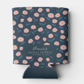 Boho Navy en Pink Floral Custom Vrijgezellenfeest Blikjeskoeler (Achterkant)