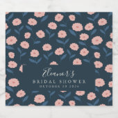 Boho Navy en Pink Floral Custom Vrijgezellenfeest Likeurfles Etiket (Enkel label)