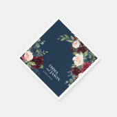 Boho Navy Floral Burgundy Blush Wedding Napkins Servet (Hoek)