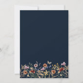 Boho Navy Floral Wedding Invitation Kaart (Achterkant)