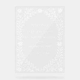 Boho Navy Floral Wedding Welcome Sign Acryl Bord