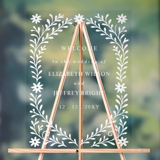 Boho Navy Floral Wedding Welcome Sign Acryl Bord (Neutraal)