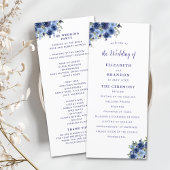 Boho Navy Flowers – Countryside Wedding Programmakaart