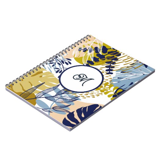 Boho Navy Groen Tannig Blad Notebook Notitieboek (Linkerzijde)