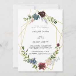 Boho Navy & groene eenvoudige bloemmotieven Kaart