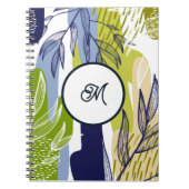 Boho Navy Lime Groen Bladeren Notitieboek (Voorkant)