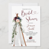 Boho Navy Marsala Teepee Bridal Shower Kaart (Voorkant)