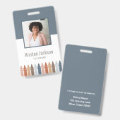 Boho Navy Onderwijs Naamlabel Foto ID Badge (Voor- en achterkant)
