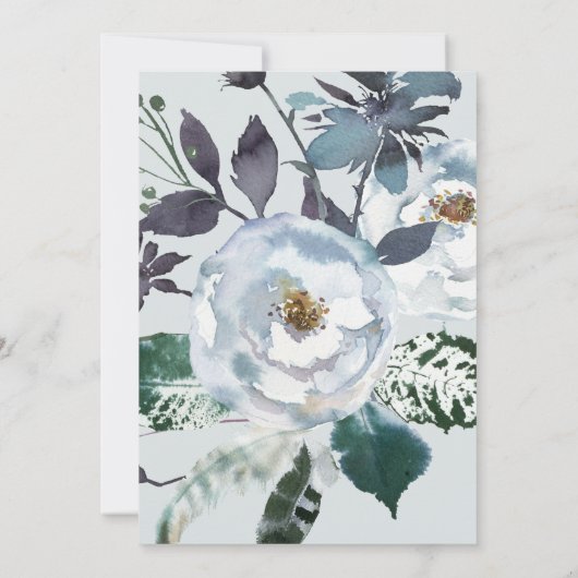 Boho Navy Peony Bloemenkrans op grijs | Bruiloft Kaart (Achterkant)