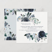 Boho Navy Peony Floral Wedding Kaart (Voorkant / Achterkant)