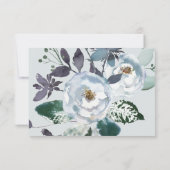 Boho Navy Peony Floral Wedding RSVP Kaartje (Achterkant)