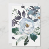 Boho Navy Peony Floral Wreath Baby shower Kaart (Achterkant)