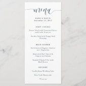 Boho Navy Peony | Moderne kalligrafie bruiloft men Menu (Voorkant)