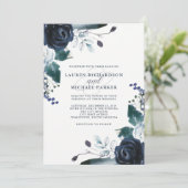 Boho Navy Peony over White | Weddenschap Kaart (Staand voorkant)