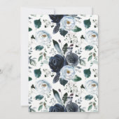 Boho Navy Peony over White | Weddenschap Kaart (Achterkant)