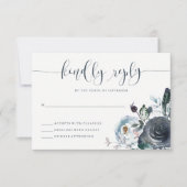 Boho Navy Peony RSVP | Moderne kalligrafie (Voorkant)
