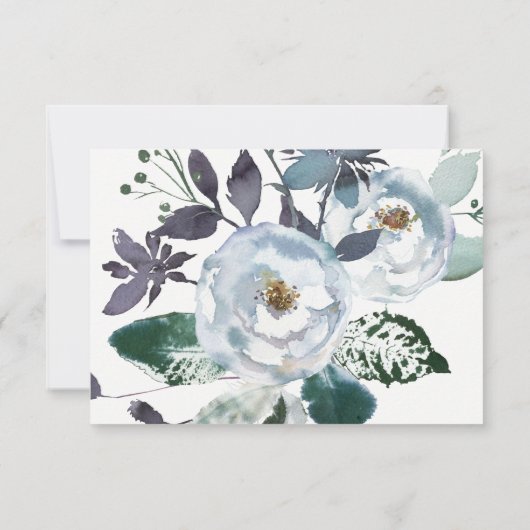 Boho Navy Peony RSVP | Moderne kalligrafie (Achterkant)