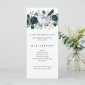 Boho Navy Peony | Trouwprogramma Programmakaart (Staand voorkant)