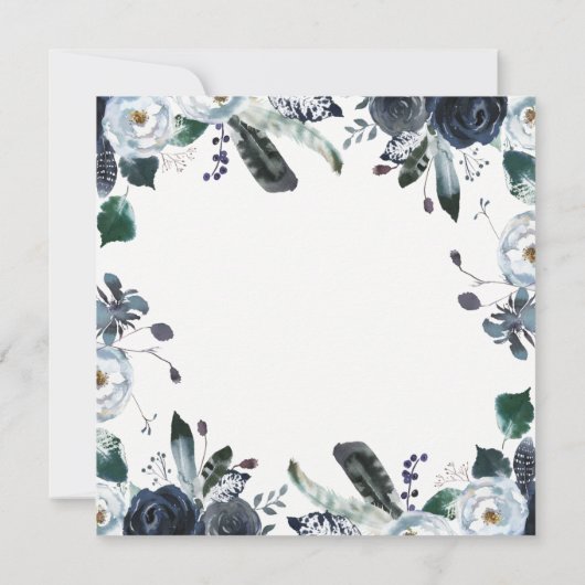 Boho Navy Peony Wedding Save the Date (Achterkant)