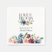 Boho Navy Roze Bloemen Liefde in Bloom Vrijgezelle Servet (Voorkant)