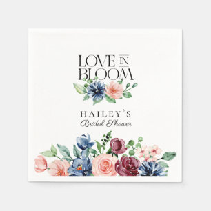 Boho Navy Roze Bloemige Liefde in Bloei Bruidsdouc Servet