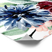 Boho Navy Roze Bloemige Love in Bloom Bruidsfeest Poster (Hoek)