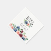 Boho Navy Roze Bloemige Love in Bloom Bruidsmeisje Servet (Hoek)