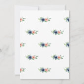 Boho Navy Roze Bloemige Love in Bloom Bruiloft Fee Kaart (Achterkant)