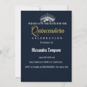  Boho Navy Silver Quinceañera Spaans Save The Date (Achterkant)