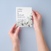 BOHO Navy White Floral Pampas Grass Wedding Flyer (Hand)