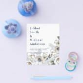 BOHO Navy White Floral Pampas Grass Wedding Flyer (Enkel)