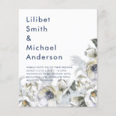 BOHO Navy White Floral Pampas Grass Wedding Flyer (Voorkant)