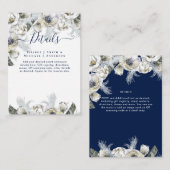 BOHO Navy White Floral Pampas Grass Wedding Informatiekaartje (Voorkant / Achterkant)