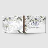 Boho Navy Wit Bloemrijke Pampas Gras Bruiloft Gastenboek (Volledig)