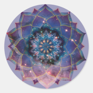Boho Nebula Bloom   Mandala-ontwerp Ronde Sticker
